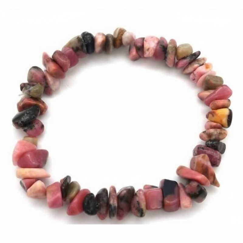 Bracciale in chips di rodonite per guarigione emotiva e amore